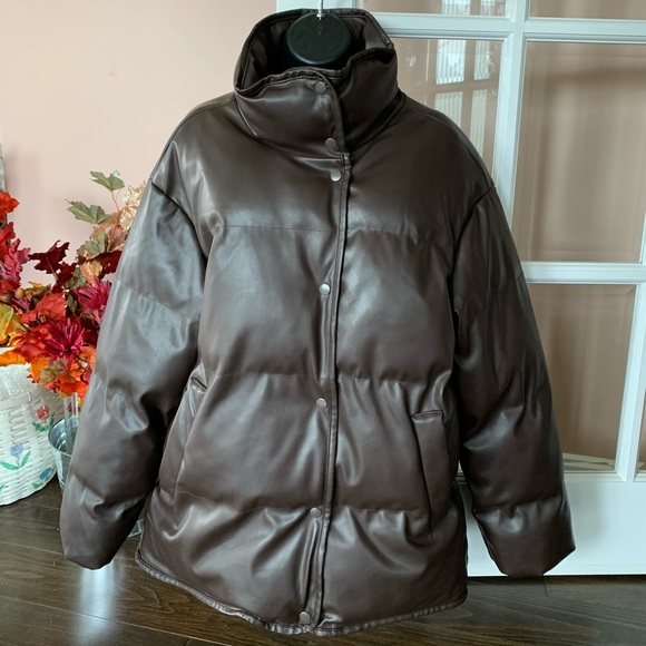 Ardene Faux Leather Puffer Jacket - Picture 3 of 16